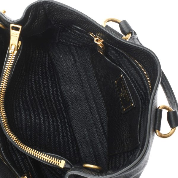 9 Prada Gold Metal Fittings Leather Tote Bag Black