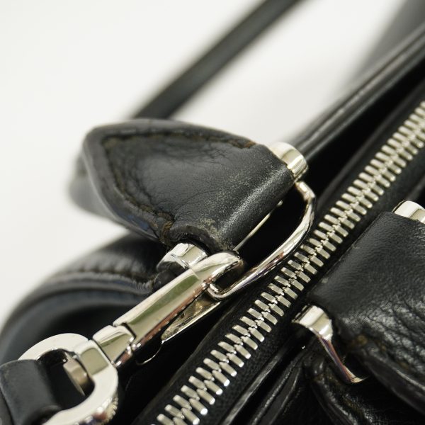 9 Cartier 2way Bag Leather Black Silver Metal Fittings