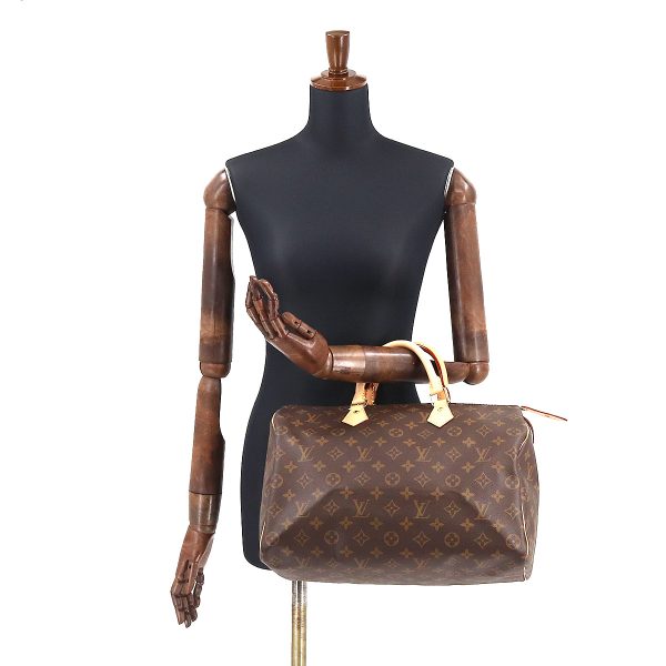 9 Louis Vuitton Monogram Speedy 35 Hand Bag Brown