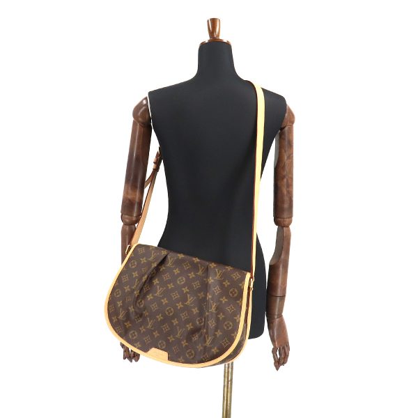 9 Louis Vuitton Monogram Menilmontant MM Shoulder Bag Brown Gold Metal Fittings