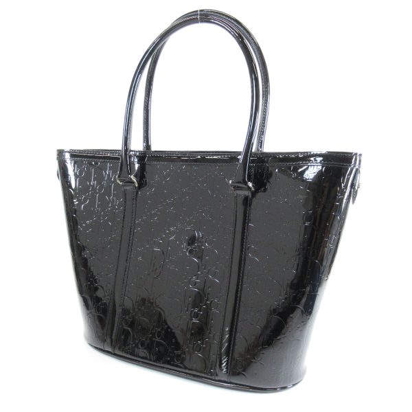 96118401 2 Christian Dior Embossed Tote Bag Patent Leather