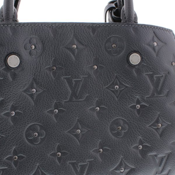 0307 62 Louis Vuitton Montaigne BB Studs 2way Shoulder Bag Gray Emplant