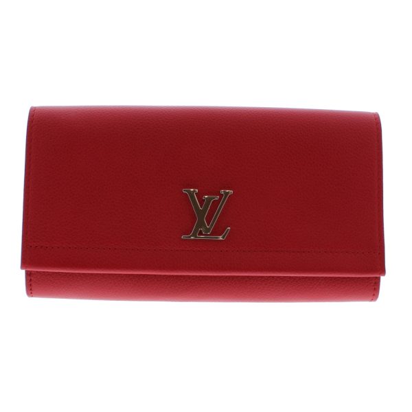 0505 106 Louis Vuitton Portefeuille Lock Me Round Zipper Long Wallet LV Logo Red