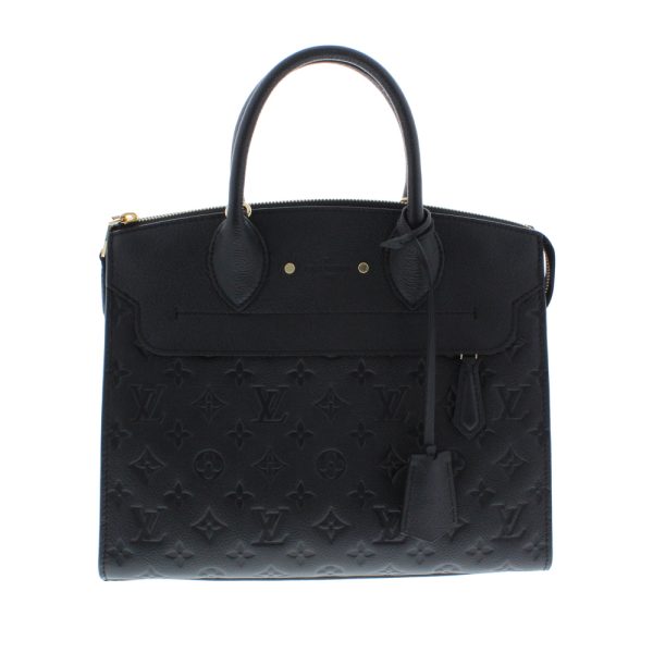 0628 38 Louis Vuitton Pont Neuf MM Black Leather Implant Handbag