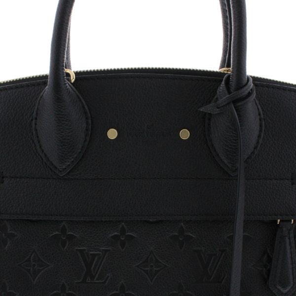 0628 45 Louis Vuitton Pont Neuf MM Black Leather Implant Handbag