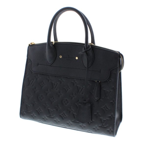 0628 41 Louis Vuitton Pont Neuf MM Black Leather Implant Handbag