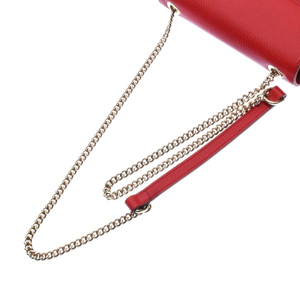 ik 00 0442175 02 Gucci Interlocking G Chain Shoulder Bag Outlet Red Leather