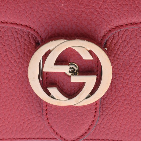 ik 00 0442175 09 Gucci Interlocking G Chain Shoulder Bag Outlet Red Leather