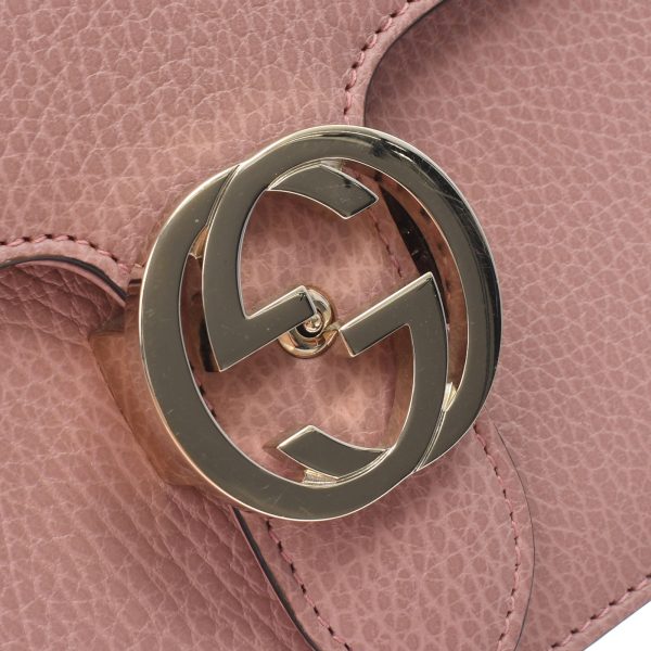 ik 00 0469953 11 Gucci Interlocking Chain Outlet Dusty Pink Gold Hardware Leather Shoulder Bag