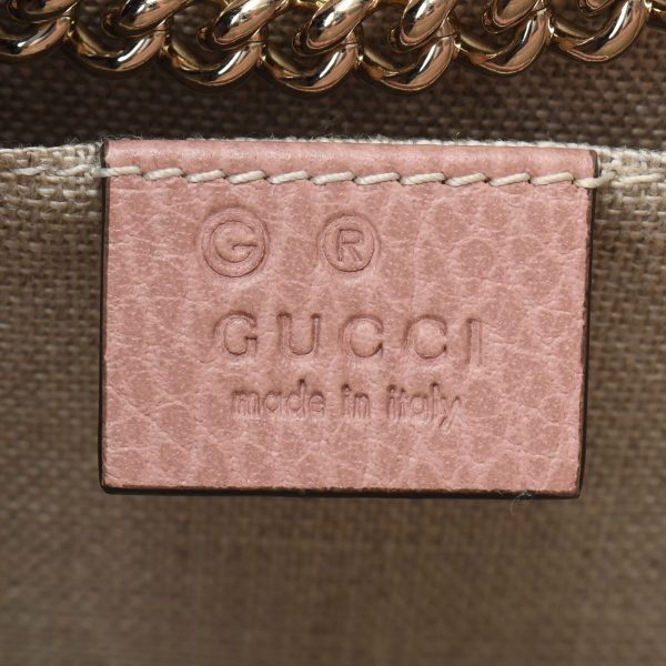 ik 00 0469953 18 Gucci Interlocking Chain Outlet Dusty Pink Gold Hardware Leather Shoulder Bag