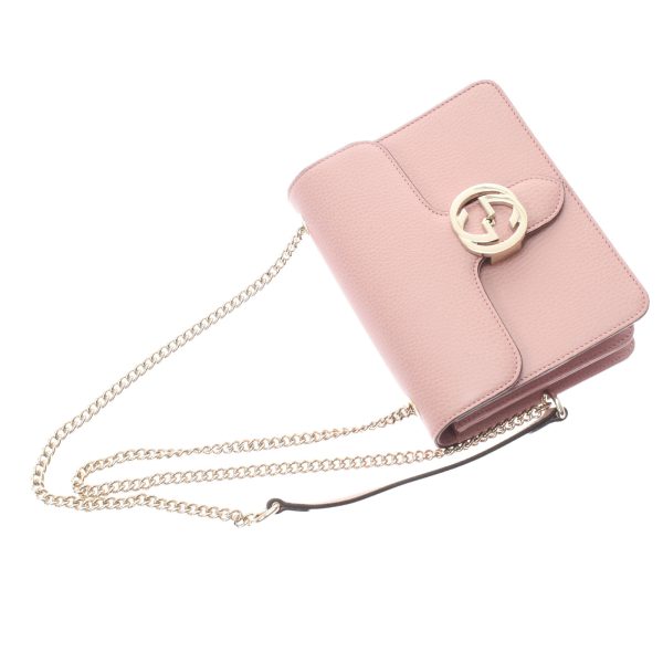 ik 00 0469953 3 Gucci Interlocking Chain Outlet Dusty Pink Gold Hardware Leather Shoulder Bag