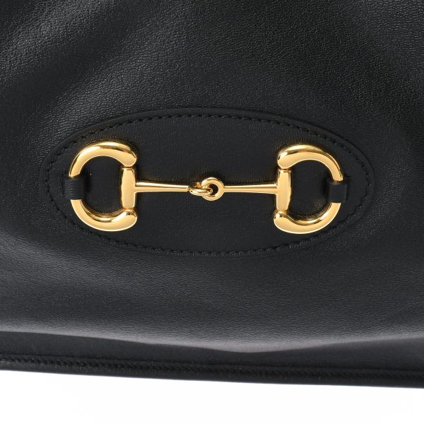 ik 00 0484133 9 Gucci Horsebit Black Gold Hardware Leather Tote Bag