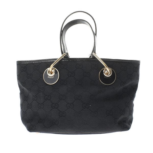 ik 00 0498536 1 Gucci Mini Black Gold Hardware GG Canvas Handbag