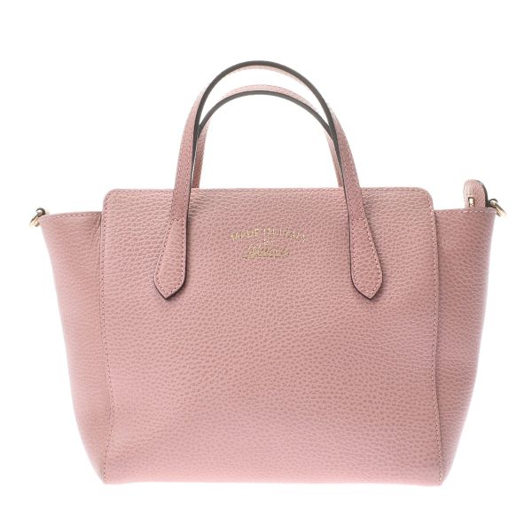 ik 00 0498545 00 Gucci Swing Mini Tote Pink Gold Metal Fittings Leather Tote Bag