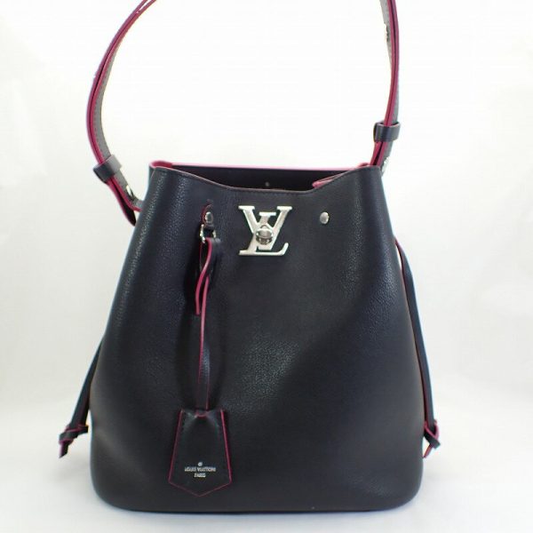 imgrc0093246047 Louis Vuitton Leather LockMe Bucket Shoulder Bag Black