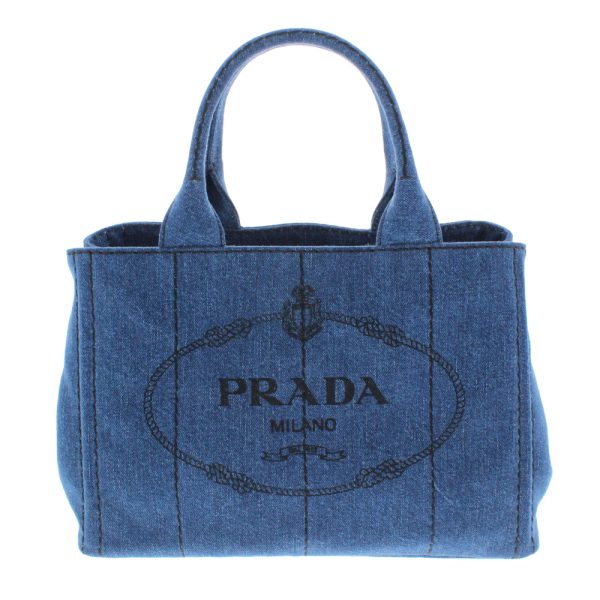 0913 53 Prada Canapa Tote Bag Unused Navy Blue Denim