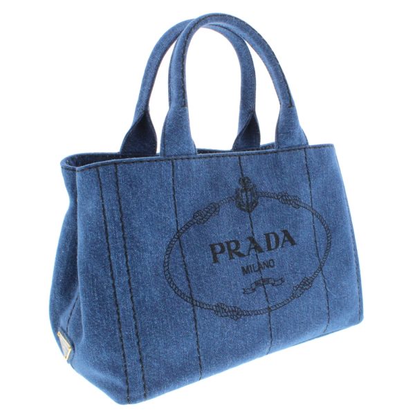 0913 56 Prada Canapa Tote Bag Unused Navy Blue Denim