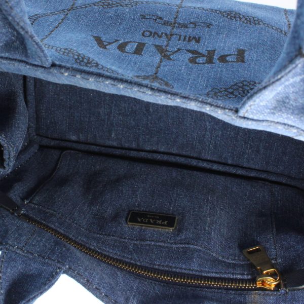 0913 59 Prada Canapa Tote Bag Unused Navy Blue Denim