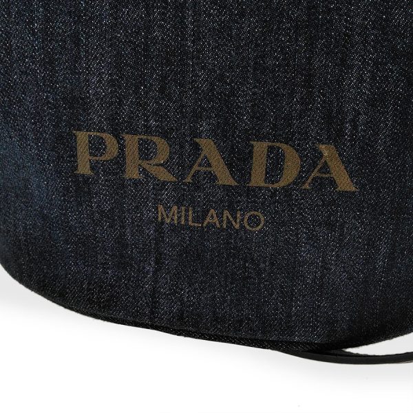 snt 02911 5 Prada Denim Leather Tote Bag Navy Khaki Shoulder