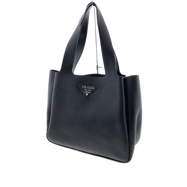 snt 05259 1 Prada Leather Tote Bag Black Nappa Triangle Lettering