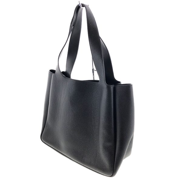 snt 05259 2 Prada Leather Tote Bag Black Nappa Triangle Lettering