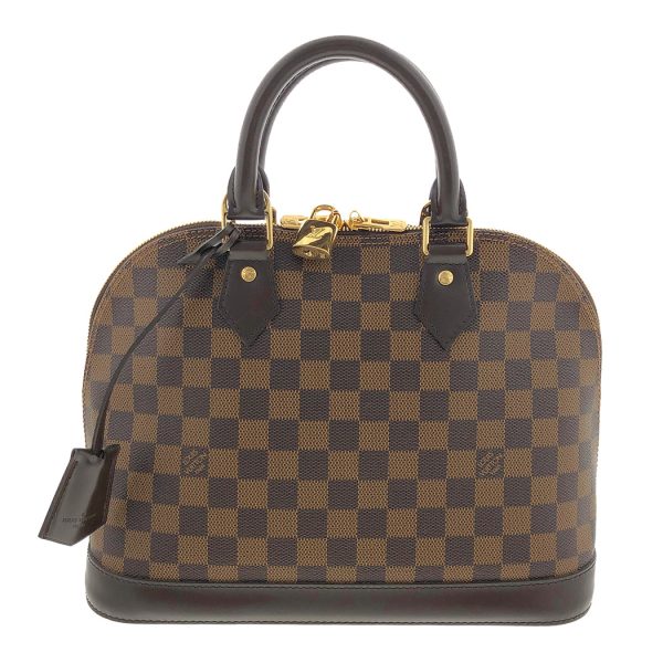 snt 05519 2 Louis Vuitton Alma PM Damier Ebene Brown Canvas Leather Handbag