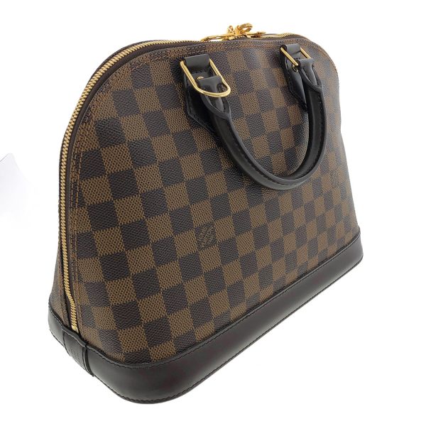 snt 05519 3 Louis Vuitton Alma PM Damier Ebene Brown Canvas Leather Handbag