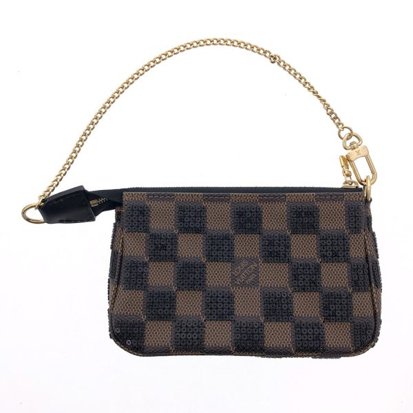 snt 05550 3 Louis Vuitton Mini Pochette Damier Black Brown Accessory Pouch