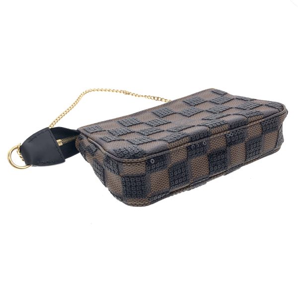 snt 05550 4 Louis Vuitton Mini Pochette Damier Black Brown Accessory Pouch