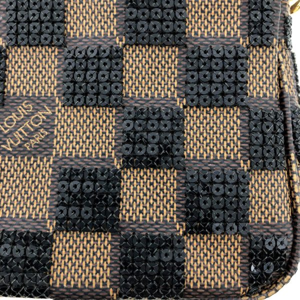 snt 05550 5 Louis Vuitton Mini Pochette Damier Black Brown Accessory Pouch