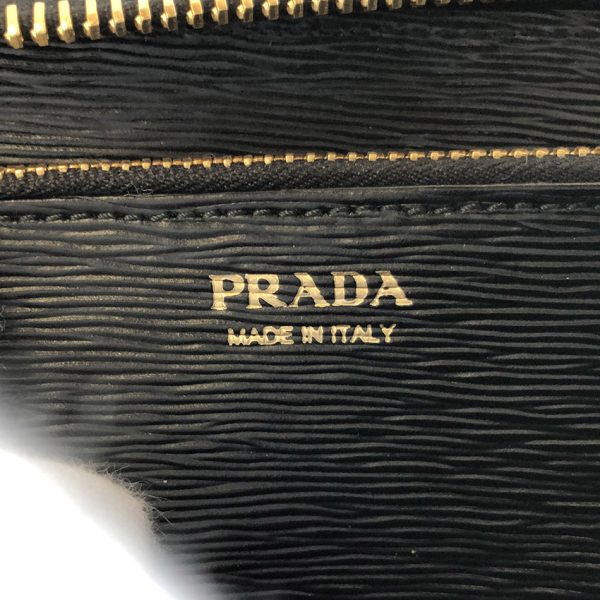 tnk 16390 3 Prada Nylon Leather Long Wallet Round Zip Black Testo Vitello Around