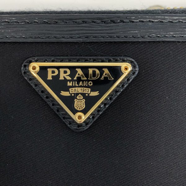 tnk 16390 4 Prada Nylon Leather Long Wallet Round Zip Black Testo Vitello Around