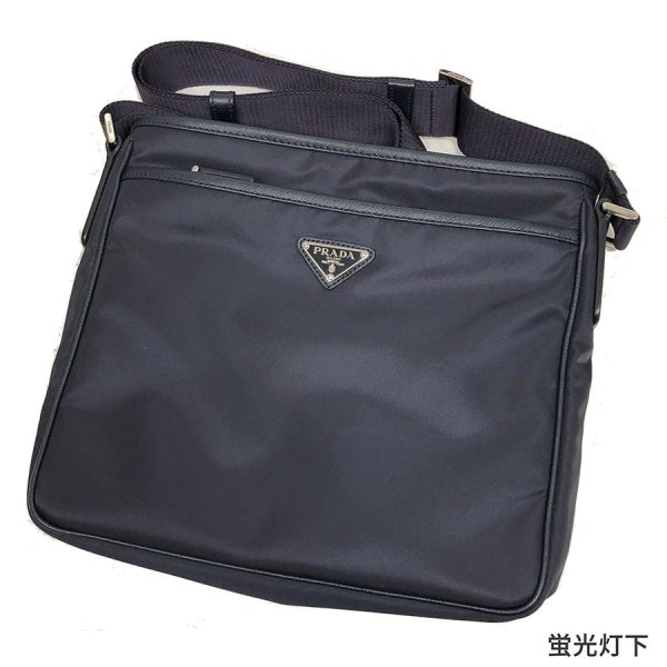 tnk 16757 14 Prada Nylon Shoulder Bag Navy Dark Blue Diagonal Slim