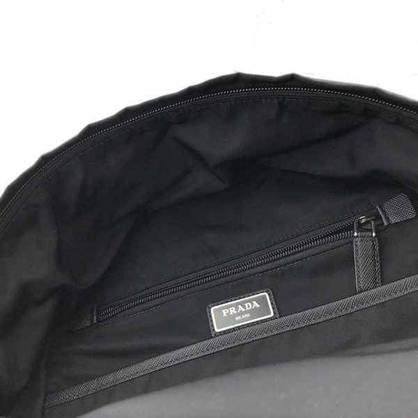 tnk 16758 7 Prada Nylon Backpack Black Rucksack Leather