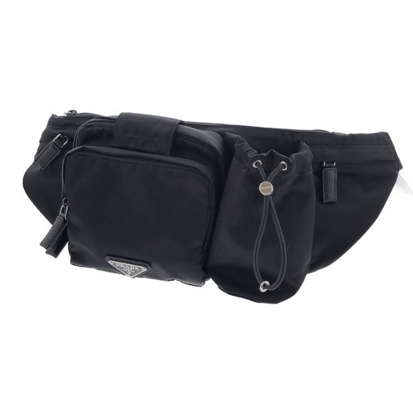 tnk 17022 13 Prada Nylon Waist Black Pouch Shoulder Bag