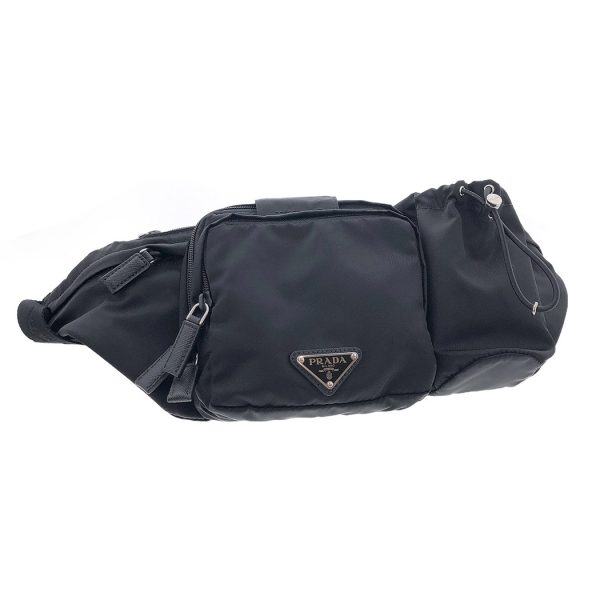 tnk 17022 3 Prada Nylon Waist Black Pouch Shoulder Bag