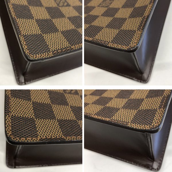 tnk 17186 8 Louis Vuitton Venice Damier Ebene Brown Canvas Leather Tote Bag