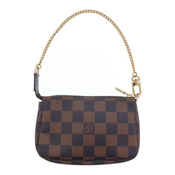 tnk 17449 2 Louis Vuitton Mini Pochette Damier Ebene Chain Pouch Brown Handbag