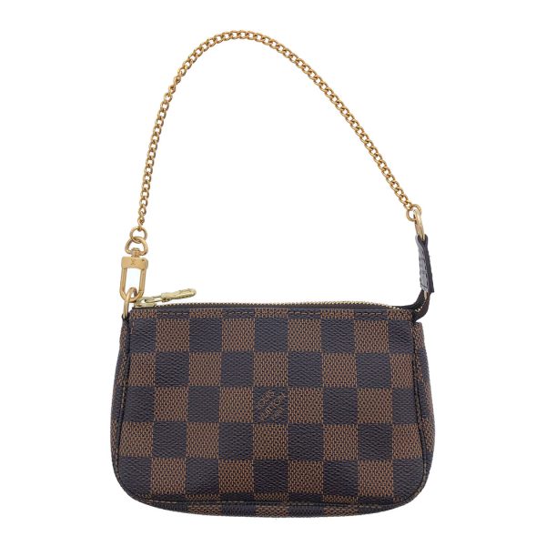 tnk 17449 3 Louis Vuitton Mini Pochette Damier Ebene Chain Pouch Brown Handbag