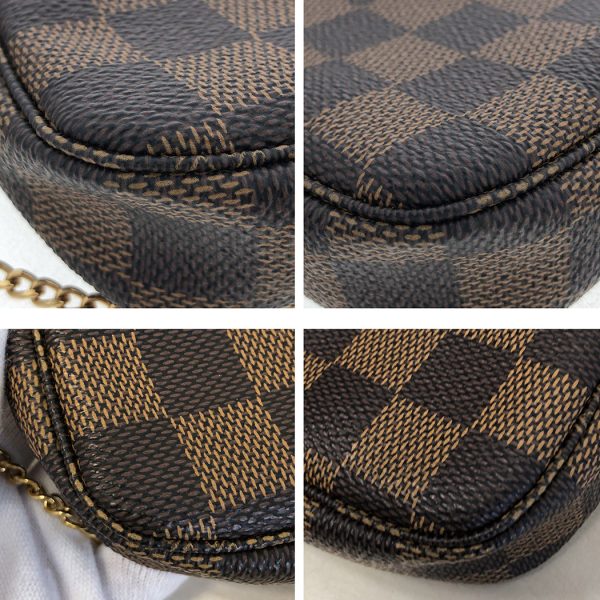 tnk 17449 8 Louis Vuitton Mini Pochette Damier Ebene Chain Pouch Brown Handbag