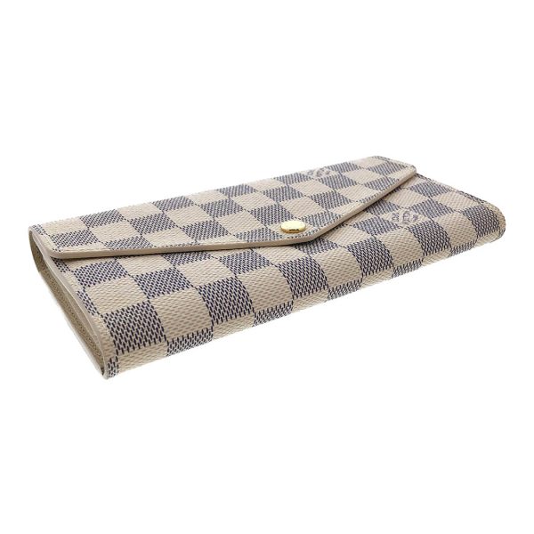 tnk 17537 1 Louis Vuitton Damier Azur Portefeuille Sarah Bifold Long Wallet White