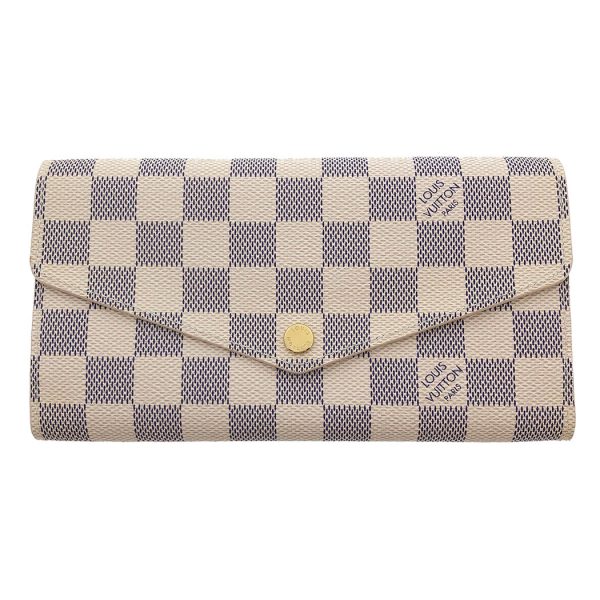 tnk 17537 2 Louis Vuitton Damier Azur Portefeuille Sarah Bifold Long Wallet White