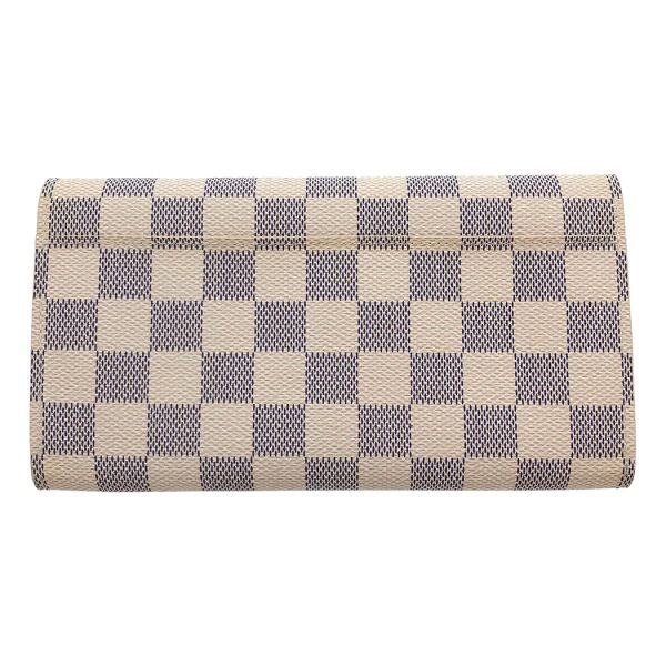 tnk 17537 3 Louis Vuitton Damier Azur Portefeuille Sarah Bifold Long Wallet White