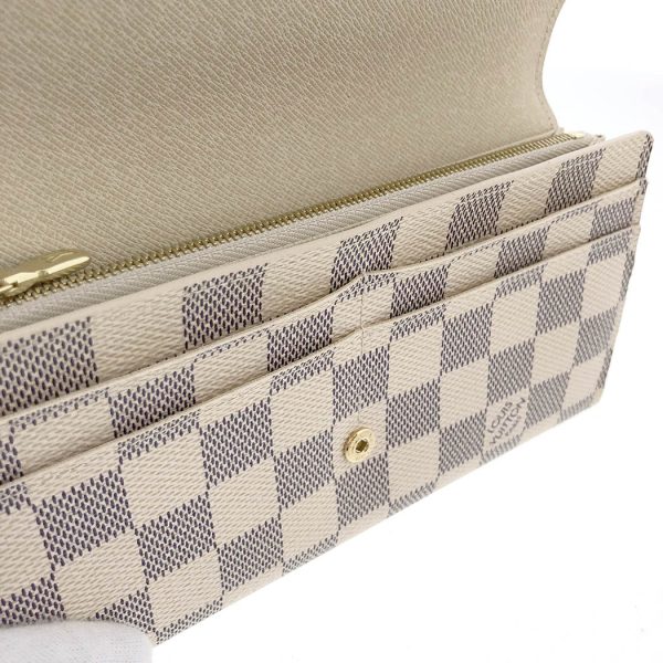 tnk 17537 5 Louis Vuitton Damier Azur Portefeuille Sarah Bifold Long Wallet White