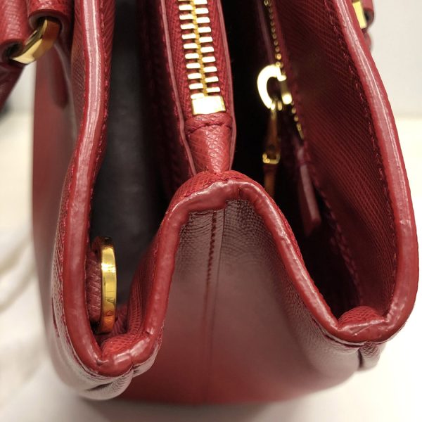 tnk 17657 11 Prada Saffiano 2way Tote Bag Leather Horizontal Foco Red