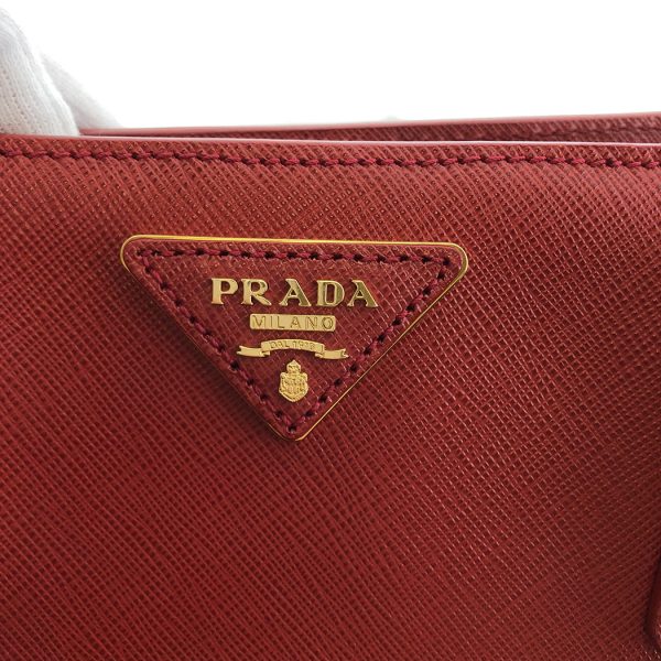 tnk 17657 9 Prada Saffiano 2way Tote Bag Leather Horizontal Foco Red