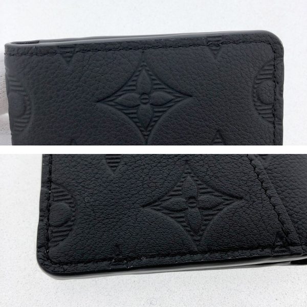 tnk 17738 8 Louis Vuitton Monogram Shadow Leather Whole Pattern Noir Wallet Black