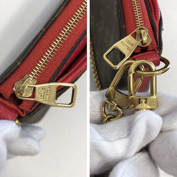 tnk 17832 10 Louis Vuitton Monogram 2way Chain Pochette Brown Cerise Red Shoulder Bag