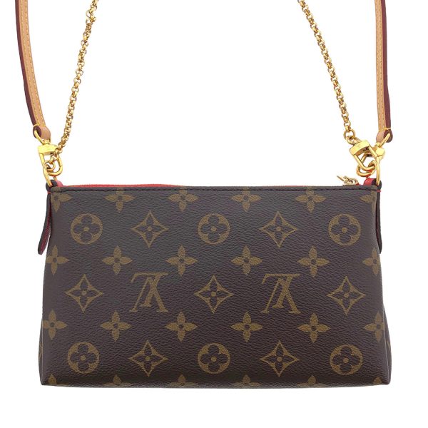 tnk 17832 3 Louis Vuitton Monogram 2way Chain Pochette Brown Cerise Red Shoulder Bag