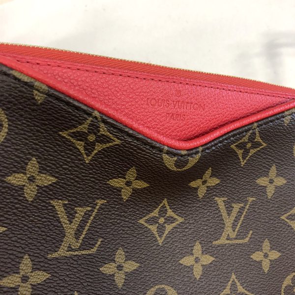 tnk 17832 8 Louis Vuitton Monogram 2way Chain Pochette Brown Cerise Red Shoulder Bag